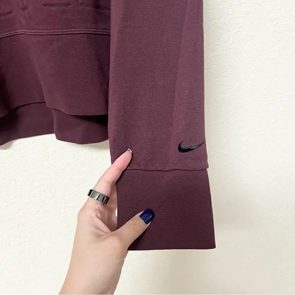 Nike Versa Training Sweater Womens Cropped Pullover Maroon Dri Fit Size L